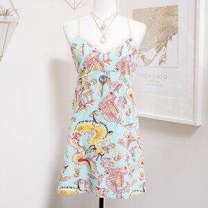 Y2K Asian Inspired Graphic All Over Print Spaghetti Strap Dress 🐉 ROXY